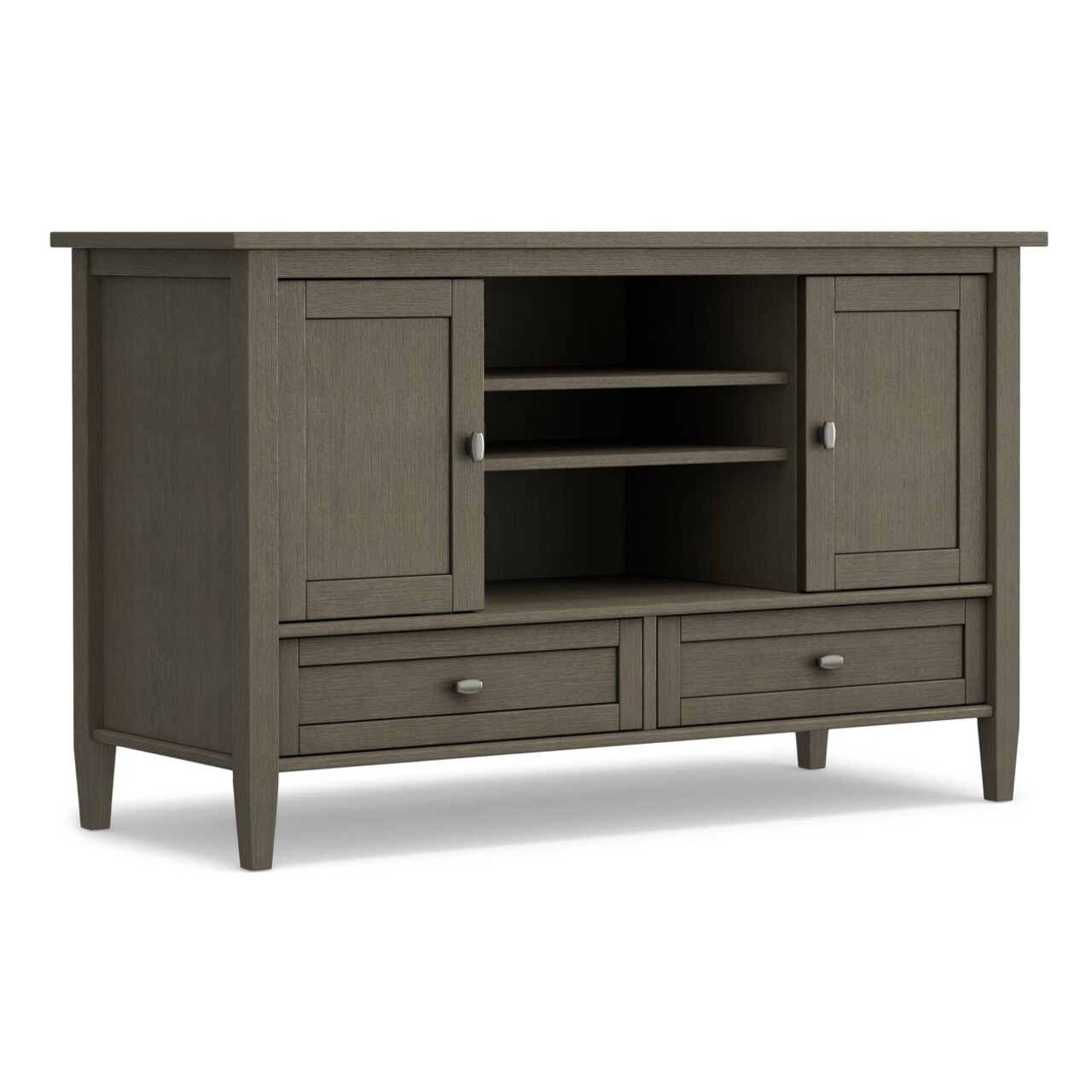 Simpli Home Warm Shaker Solid Wood Universal Tv Media Stand 47" WideStorage